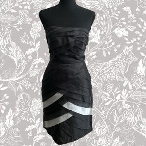 Max & Cleo Black Strapless Dress with Silver Accents